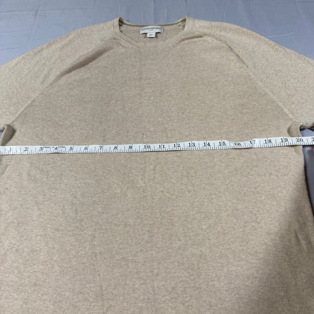 Banana Republic Mens Large Beige Cotton Long Sleeve Raglan Crew Neck Sweater L